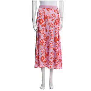 Outerknown Pink/Orange Floral Print Midi Length Skirt - XS